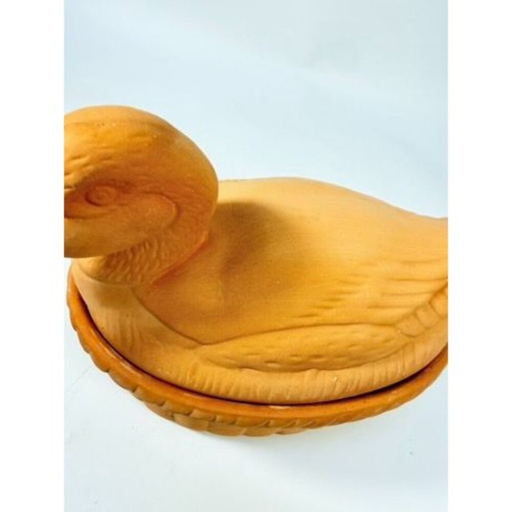 Lidded Casserole Duck on Nest Terra Cotta Baking Dish Vintage Kitchen Decor Clay - Picture 11 of 15